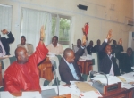 Members of the Rivers State House of Assembly voting on the floor of the House, recently.