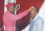 Bishop of Niger Niger Delta North Diocese, Most Rev. Ignatius Kattey (left) praying for the Speaker, Rivers State House of Assembly, Rt. Hon Tonye Harry, during the bishop’s visit to the speaker last Monday Photo: Chris Monyanaga