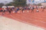 Athletes competing for glory in a meet