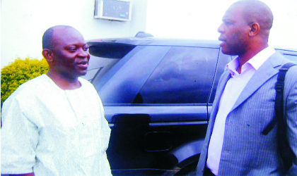 The Action Congress leader, Prince Tonye Princewill (right) chatting with former president of Pentecostal Fellowship of Nigeria  (PFN), Apostle Eugene Ogu, at the Port Harcourt International Airport, penultimate week.