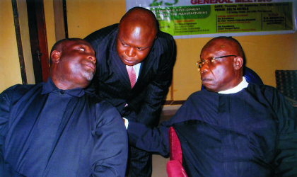 L-R:Hon Charles Beke, Council member, Manufacturers Association of Nigeria (MAN), Barr. S.A Johnson, Executive Secretary and Chief L.O Aguli, former Rivers/Bayelsa MAN branch chairman, discussing at the just concluded MAN  AGM held in Port Harcourt