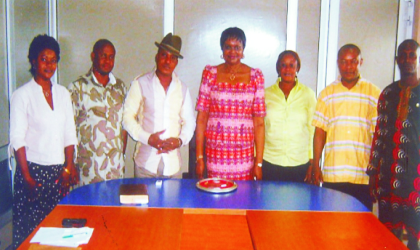 Head of Service, Rivers State, Mrs Esther Anucha (middle), chairman, Rivers State Chapter of the Nigerian Civil Service Union, Comrade Opuoyibo Lily-West (3rd left) and other members of his exco during a courtesy visit to the Head of Service in her officer, Port Harcourt.