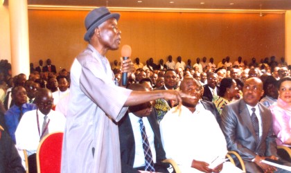 oct190902 Chairman, Rivers State Scholarship Board, Dr Elechi Amadi (standing) making his contribution at a stakeholders meeting at Government House, Port Harcourt, recently. Photo: Chris Monyanaga