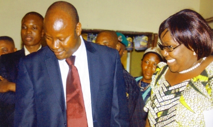 Rivers State Commissioner for Information, Mrs Ibim Seminatari (right), Chairman, Nigerian Union of Journalists, Rivers State Council, Mr Opaka Dokubo after the NUJ Platform programme with the state governor, last Tuesday. Photo: Chris Monyanaga