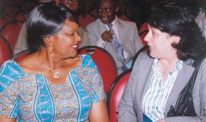 Rivers State Head of Service, Mrs Esther Anucha (left) with Dr Elizabeth Didia, Director Of ICT, during the launching of Rivers State Government E -service Portal in Port Harcourt, yesterday. Photo: Chris  Monyanaga