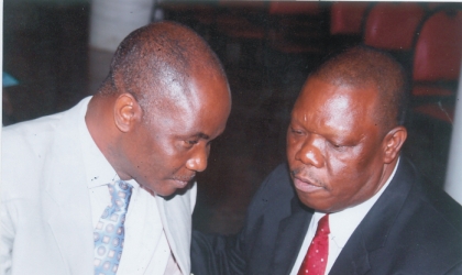 Special Adviser to Rivers State Governor on ICT, Engr Goodlife Nmekini (right) discussing with Permanent Secretary, Ministry of Information, Dr Godwin Mpi at the launch of the state Government E-Service Portal in Port Harcourt, recently.