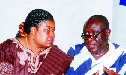 nov160903 Members of the Rivers State House of Assembly Committee On Social Welfare, Hon. Maureen Tamuno (left) discussing with Dr Kenneth Ebeku during the committee public hearing on Child Rights Bill 2009, last Thursday. Photo: Chris Monyanaga.