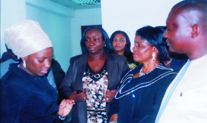 Wife of Rivers State Governor, Dame Judith Amaechi interacting with some female child rights activitsts during a visit to the State House of Assembly. With them is the Deputy Speaker, Hon Dumnamene Dekor (right).