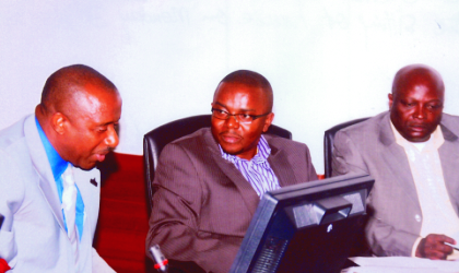 L-R: Members of Rivers State House of Assembly, Hon Onari Brown, Hon Hope Ikiriko and Hon Otelemaba Amachree, exchanging ideas during a sitting of the House, last Monday.