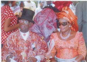 High Chief O.B Lulu Briggs and his wife, Dame Senye, during the birthday celebration of Prof T.J.T Princewill, Amayanabo of Kalabari and chairman, Rivers State Council of  Traditional Rulers,  at King Amachree Square Buguma, last Saturday.                                                                                                        Photo: Egberi Sampson 