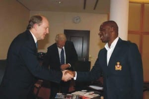 Rivers State Governor, Rt. Hon. Chibuike Amaechi (right) in a handshake with Mr. Bob Dewar, British High Commissioner to Nigeria during a courtesy call to Government House, Port Harcourt, last Friday