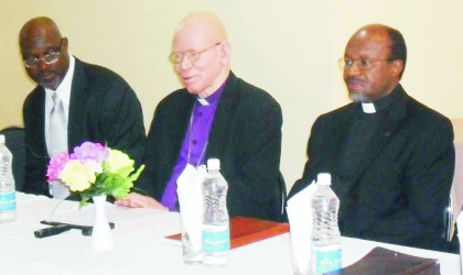 28031001 Dr Musa Filibus, African Area Secretary, Lutheran World Federation (left), Bishop Zephania Kamceta, Vice-President, LWF, African Region,(middle) and Rev Ishmael Noko, General Secretary, at the Lutheran World Federation African Region, Pre-Assembly in Abuja.