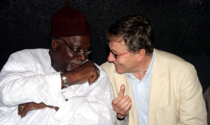04061003 Major-Gen I.B Haruna, rtd, (left) chairman of the occasion, conferring with Mr Boutran Pecqueria, Director, World Editors forum, during the sixth Nigerian Guild of Editors’ conference, held at Hotel Presidential, yesterday.