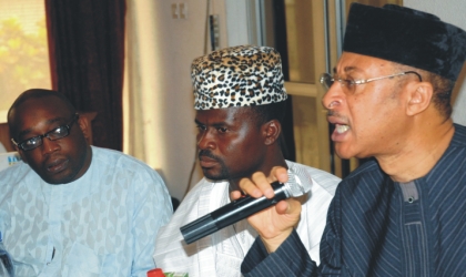 FRED16061002 L-R: Son of Late M.K.O Abiola, Jamiu Abiola, Co-ordinator of Action Group of Nigeria, Mr Olawale Okuniyi, and Prof. Pat Utomi at the stakeholders' Colloquium in commemoration of the 17th anniversary of June-12, 1993 in Lagos,last Saturday.