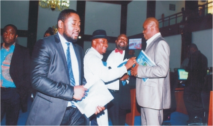 FRED081102 Members of the Rivers State House of Assembly chatting after a plenary session last Wednesday. Photo: Chris Monyanaga.