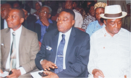 FRED26111002 R-L: Prof Dagogo Fubara, Prof Nimi Briggs and Prof Barineme Fakae during the launching of Hon Timothy Naakuu Paul Birabi Educational Foundation, at Hotel Presidential, Port Harcourt, yesterday.