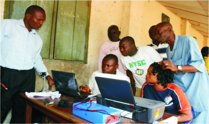 Registration of voters taking place at a designated ward in Port Harcourt, Rivers State, last Saturday.