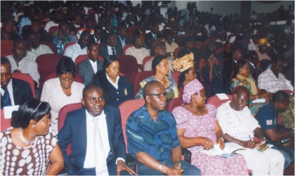 Son of Late Prof Claude Ake (2nd left front row) with guests during the first Prof Claude Ake memorial lecture in Port Harcourt, recently.