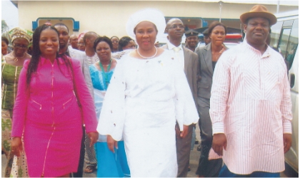 Deputy Governor of Rivers State, Engr Tele Ikuru (right) with Minister of Women Affair and Special Development, Iyom Josephine Anenih (middle) and wife of Rivers State Governor, Dame Judith Amaechi, during the 13th regular meeting of National Council of Women Affairs and Social Development in Port Harcourt, recently.