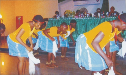 FRED22061102 School children performing at the 2011 Day of the African Child organised by the Rivers State Ministry of Social Welfare/Rehabilitation in Port Harcourt, recently. Photo: Kevin Nengia.