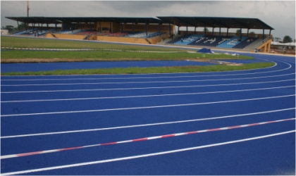 FRED27061101 The impressive tartan tracks at the Adokiye Amiesimaka Stadium complex, where the athletics events of the 17th NSF will hold