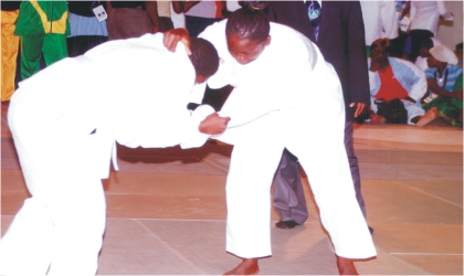 Women judokas from Anambra and Benue States in contest yesterday at the ongoing 17th National Sports Festival, Garden City Games, 2011