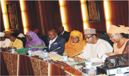 Cross section of ministers at the  Federal Executive Council meeting in Abuja, last Wednesday.