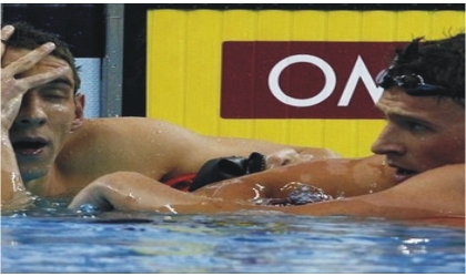 Swimmers in action during a competition
