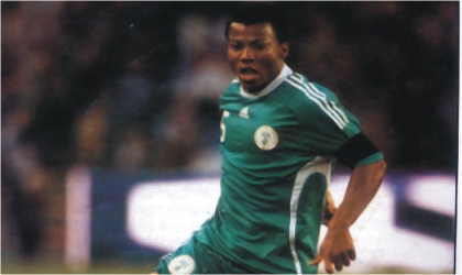 FRED31081103 Ike Uche in action for Nigeria in a Nations Cup qualifier match