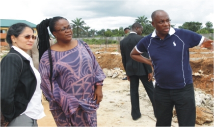 FRED02091101 Rivers State Governor, Rt. Hon. Chibuike Amaechi (right) on an inspection of the new model secondary school in Etche. With him is Prof. Leslie Obiorah and a team member of Educamp Solutions Limited, Monday.