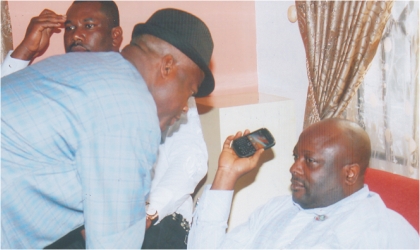 Rt Hon Otelemaba Amachree, (right) Speaker, Rivers State House of Assembly and Hon Dr Chigbo Eligwe (left) during their condolence visit to the Deputy Speaker, Hon Leyii Kwanee on the death of his sister, recently