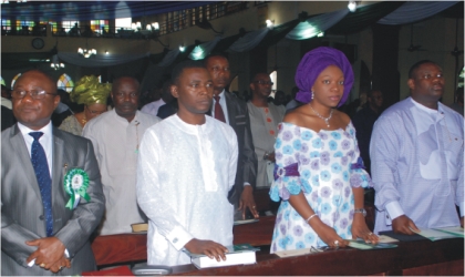 From R-L: Rivers State Deputy Governor, Engr. Tele Ikuru, his wife, Dr Mina Ikuru, Deputy Speaker, Rivers State House of Assembly, Hon. Leyii Kwanee and  the state Chief Judge, Justice Iche Ndu, during a thanksgiving Service to mark 51st Indepence Anniversary of Nigeria in Port Harcourt, yesterday.