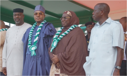 L-R: Governor of Cross River State, Senator Liyel Imoke, Bauchi State Governor, Malam Isa Yuguda, Minister of Education, Professor Ruquayyatu Rufa'i and Edo State Governor, Comrade Adams Oshiomhole, during the 2011 World Teachers Day celebration and Excellence Award, in Abuja, yesterday.