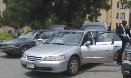 FRED10121102 Two undetonated cars recovered by the SSS displayed in Abuja, yesterday