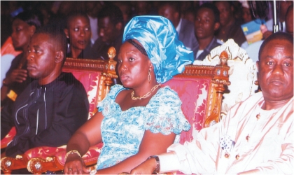 L-R: Deputy Speaker, Rivers State House of Assembly, Hon Leyii Kwane (left), with his wife and Chief Judge of the state, Justice Iche Ndu at the Special Thanksgiving Service to mark the fourth Anniversary of Governor Chibuike Amaechi’s administration in Port Harcourt, last Sunday.