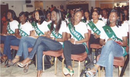 FRED02121103 Cross section of Miss ECOWAS Peace pageant contestants during CARNIRIV 2011 media interactive forum organised by the Ministry of Culture and Tourism at Hotel Presidential, Port Harcourt, yesterday.
