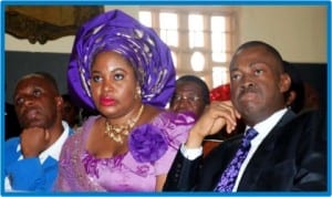L-R: Governor Chibuike Amaechi of Rivers State, wife of Enugu State Governor, Clara, and husband, Sullivan Chime, at the wedding of the Governor Chime's son in Enugu last Saturday