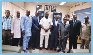 Rivers State Commissioner for Finance, Mr Chamberlain Peterside (4th left), with the state Accountant -General, Mr Ngozi Abu (2nd right), chairman, State House of Assembly Committee on Finance, Hon Josiah Orlu (middle) and other members of the committee during an oversight function visit to the Finance Ministry, yesterday.
