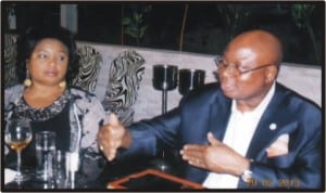 Rivers State Commissioner for Environment, Dr Nyema Weli (right) with the General Manager, Treasure FM, Ms Gina Osika Daka, during a media briefing by Network Broadcasting Media in Port Harcourt, recently
