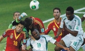 Super Eagles of Nigeria against Spain during the just concluded Confederation Cup