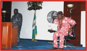 Rivers State Deputy Governor, Engr Tele Ikuru at the Assembly, shortly after presenting the Executive’s request for an amendment to the 2013 Appropriation law, yesterday