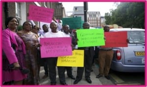 Pro-Amaechi group in a solidarity protest in London, last Wednesday