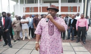 Rivers State Deputy Governor, Engr Tele Ikuru, addressing youth from the 23 local government areas of the state on a solidarity visit to the governor in Government House, Port Harcourt