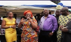 Wife of the Rivers State Governor, Dame Judith Amaechi (middle), flanked by Dr Nneoma Dike, wife of the chairman, Caretaker Committee Obio/Akpor Local Government Council (left), Chairman Caretaker Committee Obio/Akpor local Govt, Hon Chikordi Dike and the Chief of Staff Government House, Rivers State, during the flag off of the Free Eye Medical Outreach at Orazi organized by the wife of the Chairman, Obio/Akpor Caretaker Committee, recently.