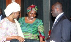 L-R: Minister of State for Foreign Affairs, Dr Nurudeen Mohammed; Minister of Water Resources, Mrs Sarah Ochekpe and Minister of State, Federal Capital Territory, Oloye Olajumoke Akinjide, at the Federal Executive Council meeting in Abuja last Wednesday 