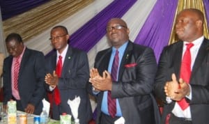 L-R: Consultant Gynaecologist, University of Port Harcourt Teaching Hospital, Prof. Osaretin Odid; President, Nigerian Medical Association (NMA), Dr Osahon Enabulele; Chairman, Rivers NMA, Dr Ibitrokoemi Korubo and Chairman, Bayelsa NMA, Dr James Omietimi, at the 2013 annual general meeting of the Rivers NMA In Port Harcourt, last Wednesday.