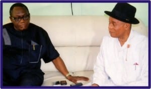 Chairman, Rivers State Civil Service Commission, Sir Ngo Martyns-Yellowe (left), with his Bayelsa State counterpart, Elder Bob Ozoka , during a courtesy visit of Ozoka  to Rivers State , yesterday.   Photo; Chris Monyanaga