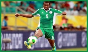 Super Eagles’ Efe Ambrose in action during one of the qualifiers for Brazil 2014 World Cup