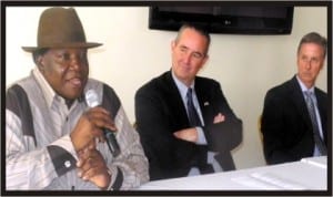 L-R: Minster of Culture, Tourism and National Orientation, Chief Edem Duke, Consul-General, US Embassy in Lagos, Mr Jeffrey Hawkins and Senior Vice-President, International Franchise Association, Mr Scott Lehr, at a briefing on US Franchise Trade Mission to Nigeria in Lagos, yesterday