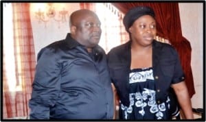 Speaker, Rivers State House of Assembly, Rt Hon Otelemaba Dan Amachree (left), with Mrs Sotonye Harry, wife of former Speaker of the House, Late Rt Hon Tonye Harry, during a condolence visit by members of the House in Port Harcourt, last Wednesday